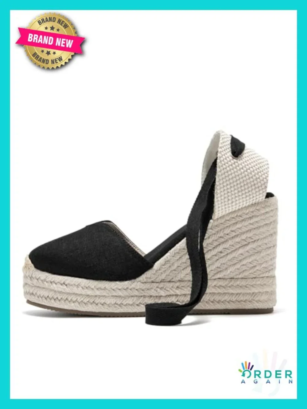Canvas Espadrille Wedge Sandals Closed Toe Platform Lace Up Ankle Strap
